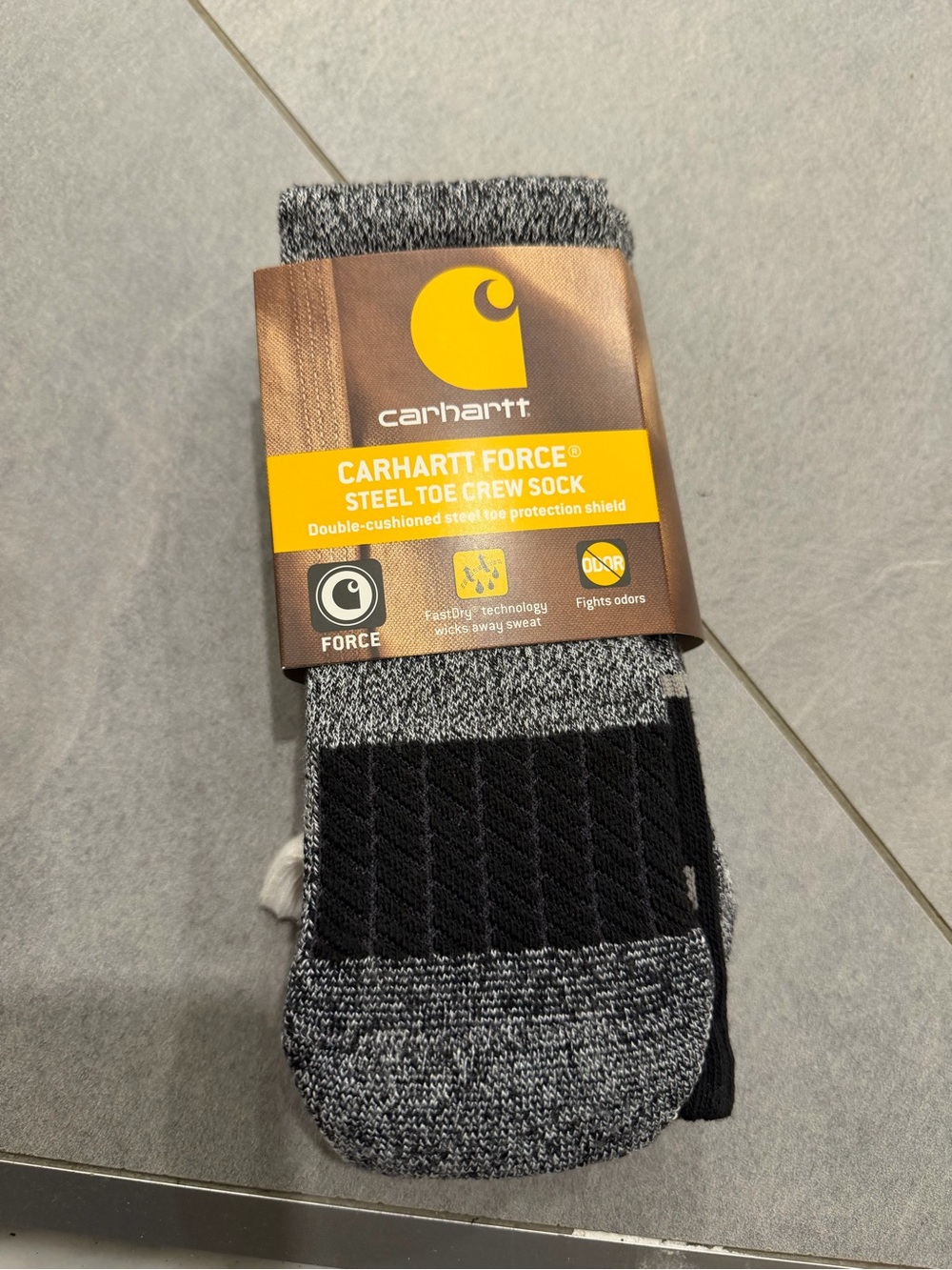 Carhartt Force Steel Toe Crew Socks - Black & Gray